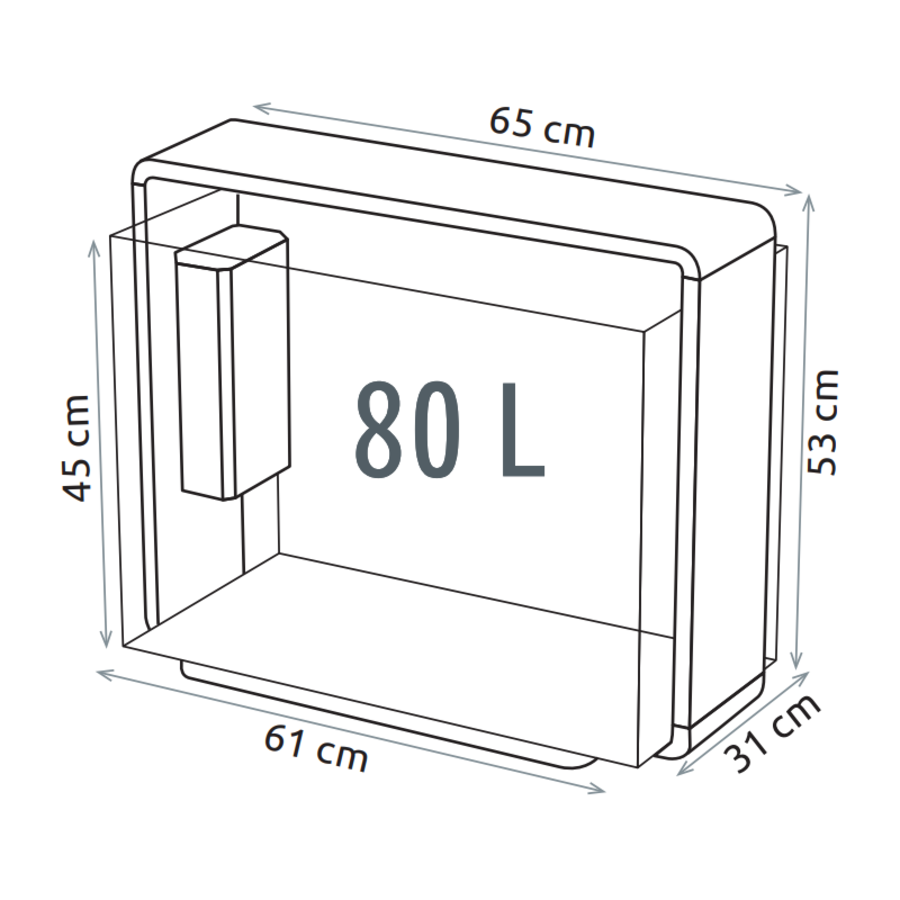 Home 85 | 80L | 63 x 31 x 53CM Zwart