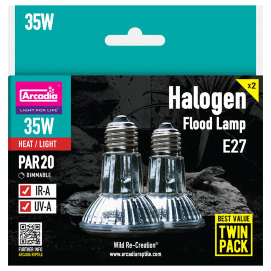 Halogen basking spot warmtelamp twin pack E27 35W terrarium