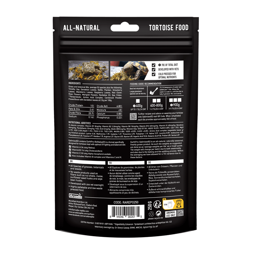 Optimised52 landschildpadden voer 250/500/1000gr koudgeperst