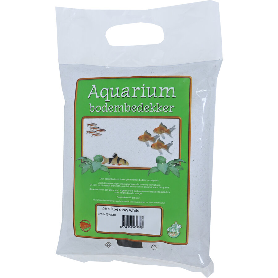 Aquariumzand Luxe Snow White | wit gewassen zand | zak 4 kg