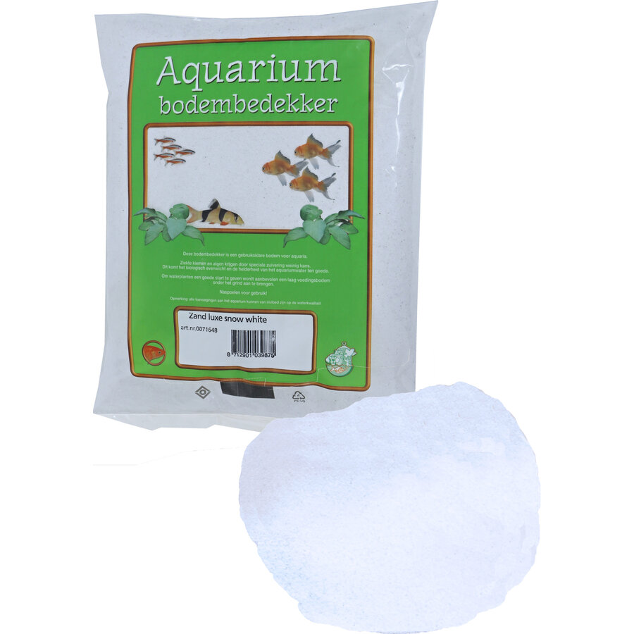 Aquariumzand Luxe Snow White | wit gewassen zand | zak 4 kg