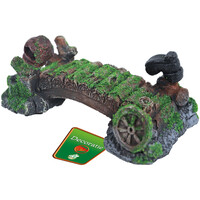 Aquarium ornament brug met mos | pot + laars | 16 cm schuilplek voor vissen