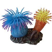 Anemoon ornament met rots | 2 stuks | 10 cm aquariumdecoratie