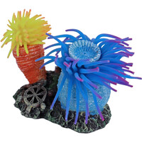 Anemoon ornament met rots | 2 stuks | 10 cm aquariumdecoratie