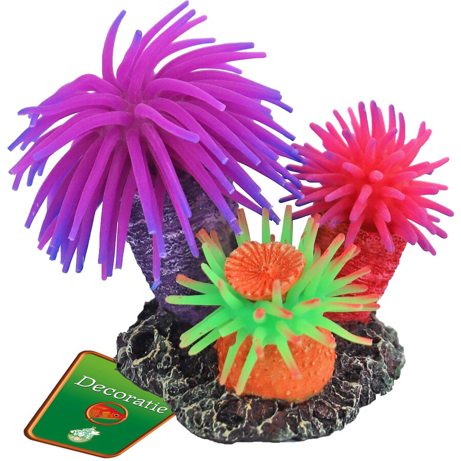 Anemoon ornament met 3 anemonen en rots | Ø 8 cm