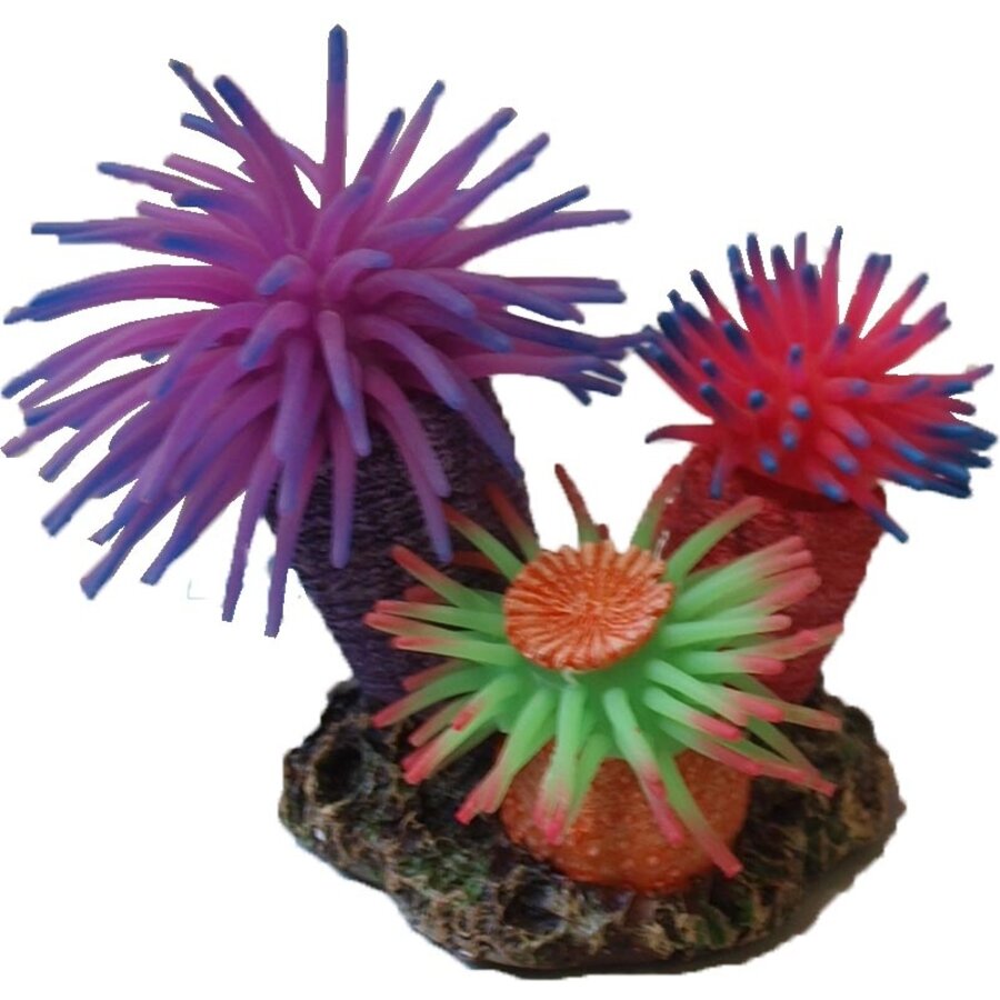 Anemoon ornament met 3 anemonen en rots | Ø 8 cm