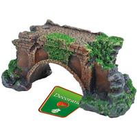 Ruïne brug aquariumornament met mos | polyresin | 11 cm