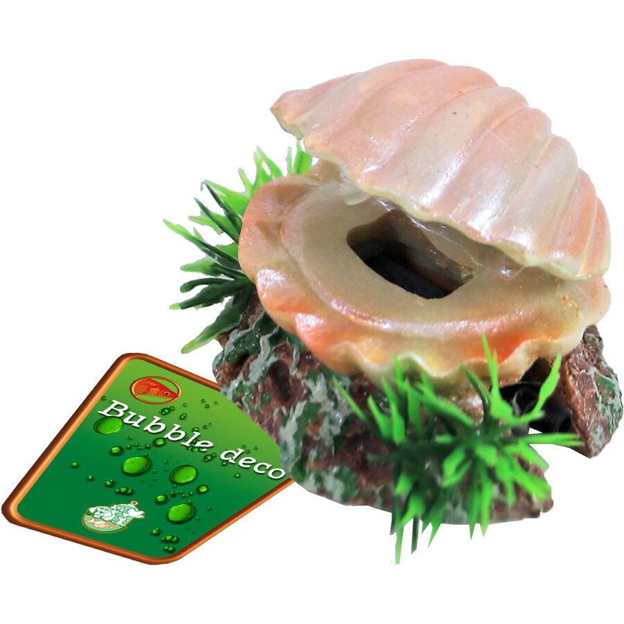 Aquarium schelp ornament met luchtuitstromer | 5,5 cm | bubbeleffect