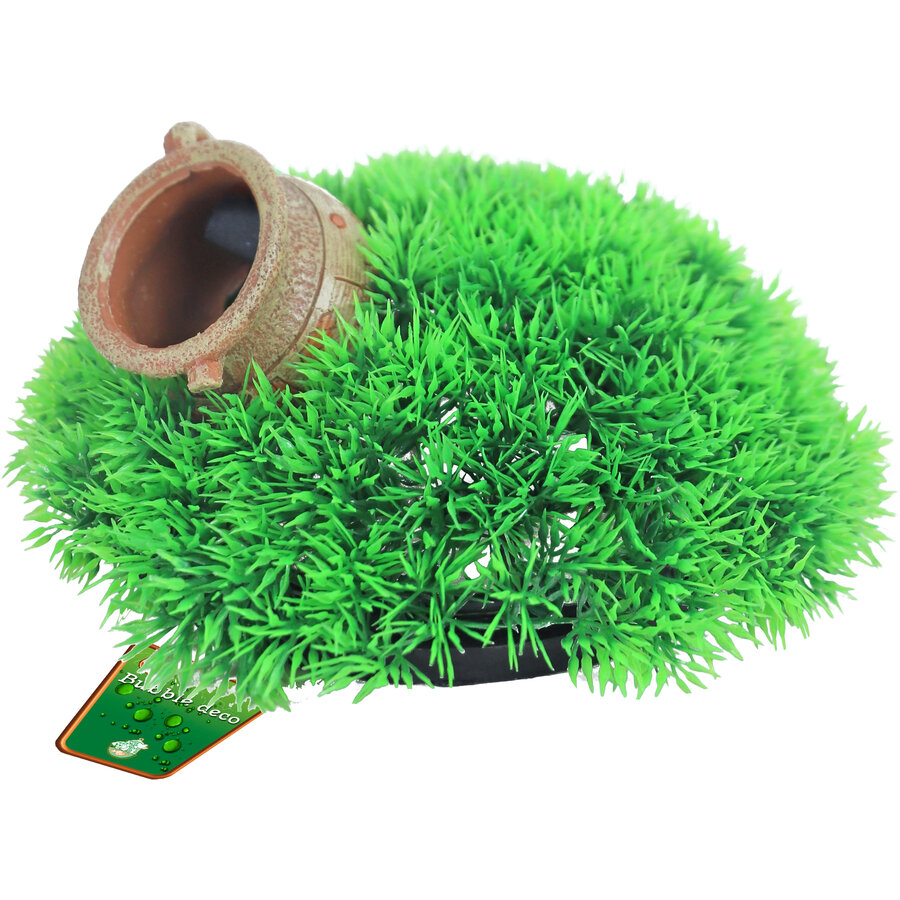 Green mosspot met uitstromer voor aquarium | 21 x 9,5 cm bubbelornament