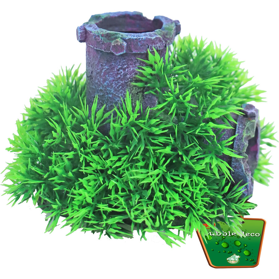 Green mossbuis 11 cm aquarium ornament met bubbeluitstromer