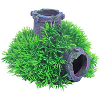 Green mossbuis 11 cm aquarium ornament met bubbeluitstromer