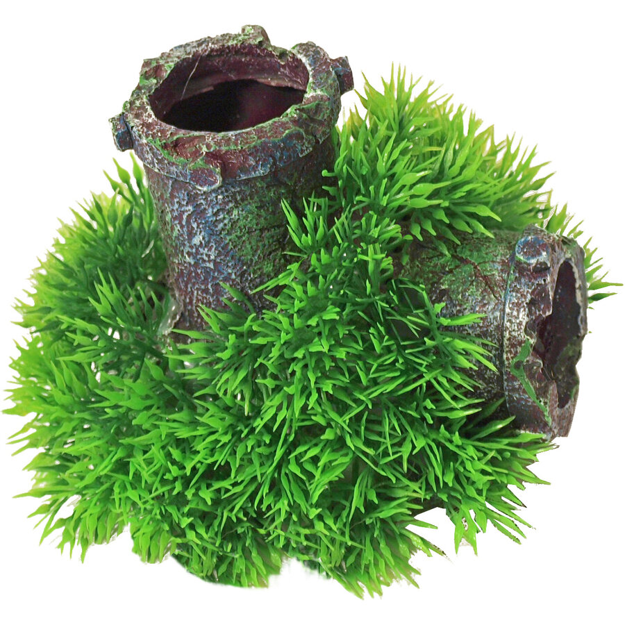 Green mossbuis 11 cm aquarium ornament met bubbeluitstromer