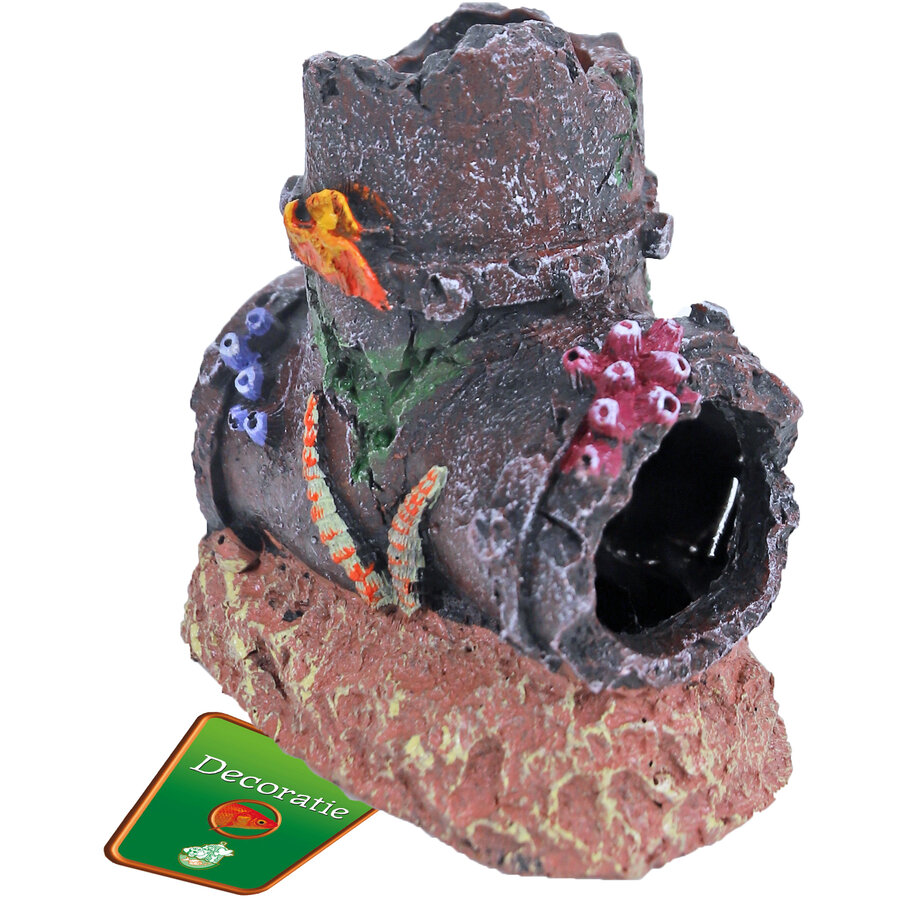 Gezonken buis aquarium ornament 11 cm | schuilplaats voor vissen