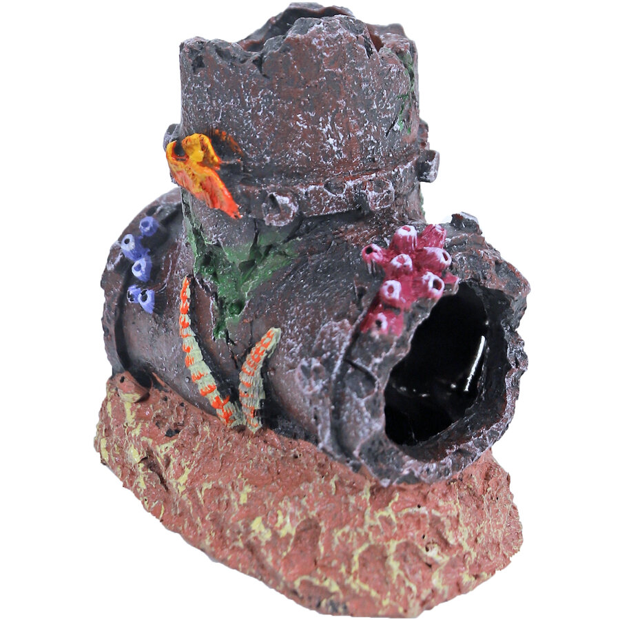 Gezonken buis aquarium ornament 11 cm | schuilplaats voor vissen