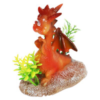 Rood draak aquarium ornament van polyresin | 8,5 cm decoratie