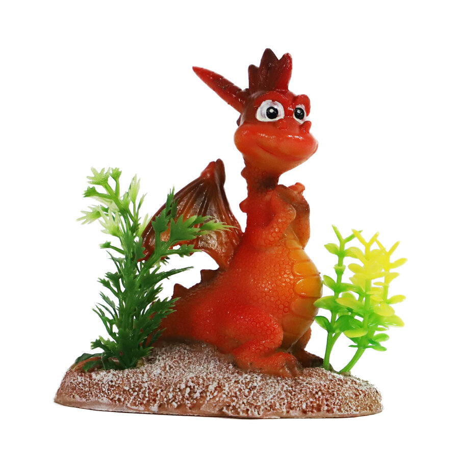 Rood draak aquarium ornament van polyresin | 8,5 cm decoratie