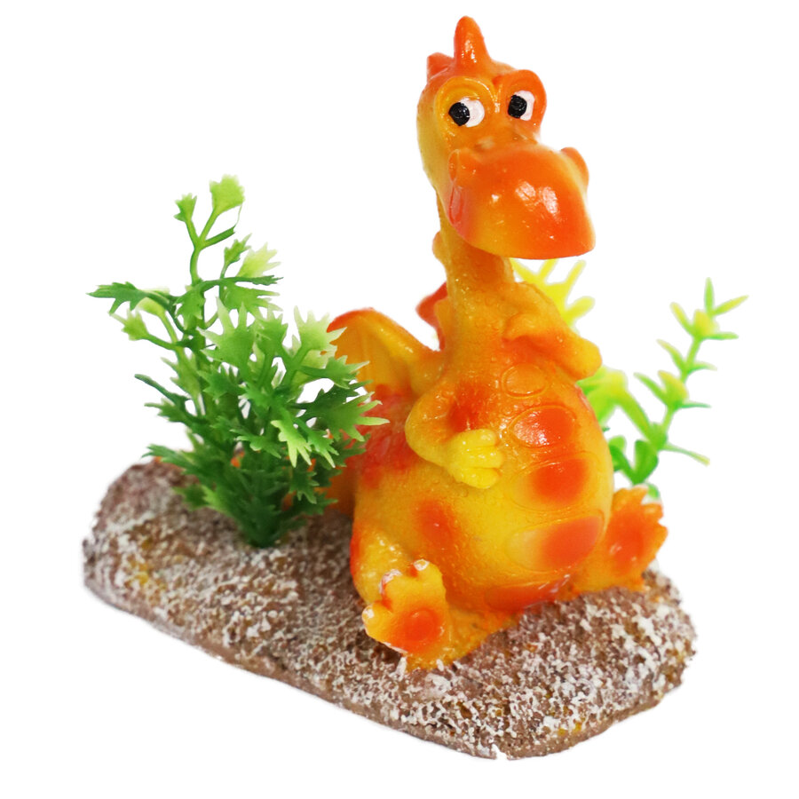 Aquarium ornament draak oranje | 8 cm | polyresin decoratie