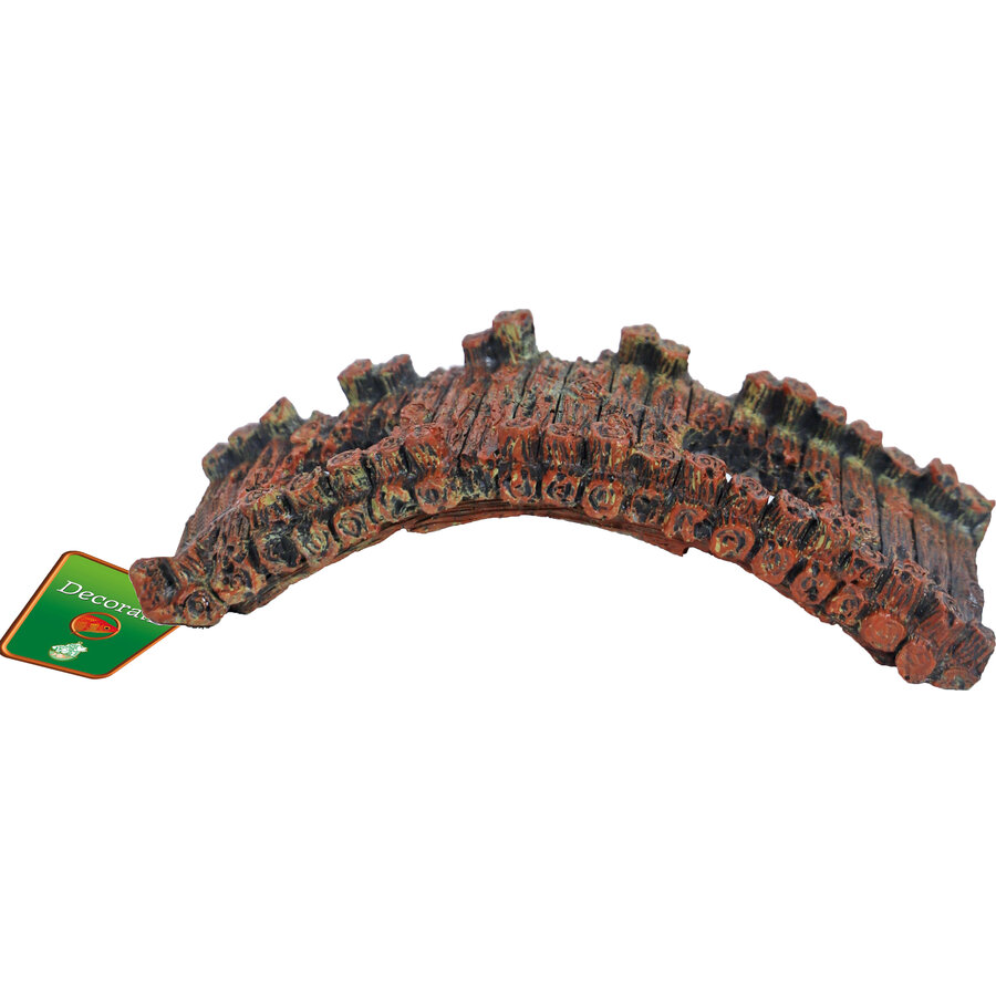 Oude brug aquarium ornament met 2 schuilgaten | bruin | 17 cm