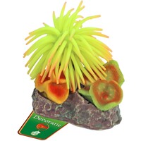 Siliconenbloem aquariumornament met rots | 9 cm