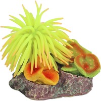 Siliconenbloem aquariumornament met rots | 9 cm