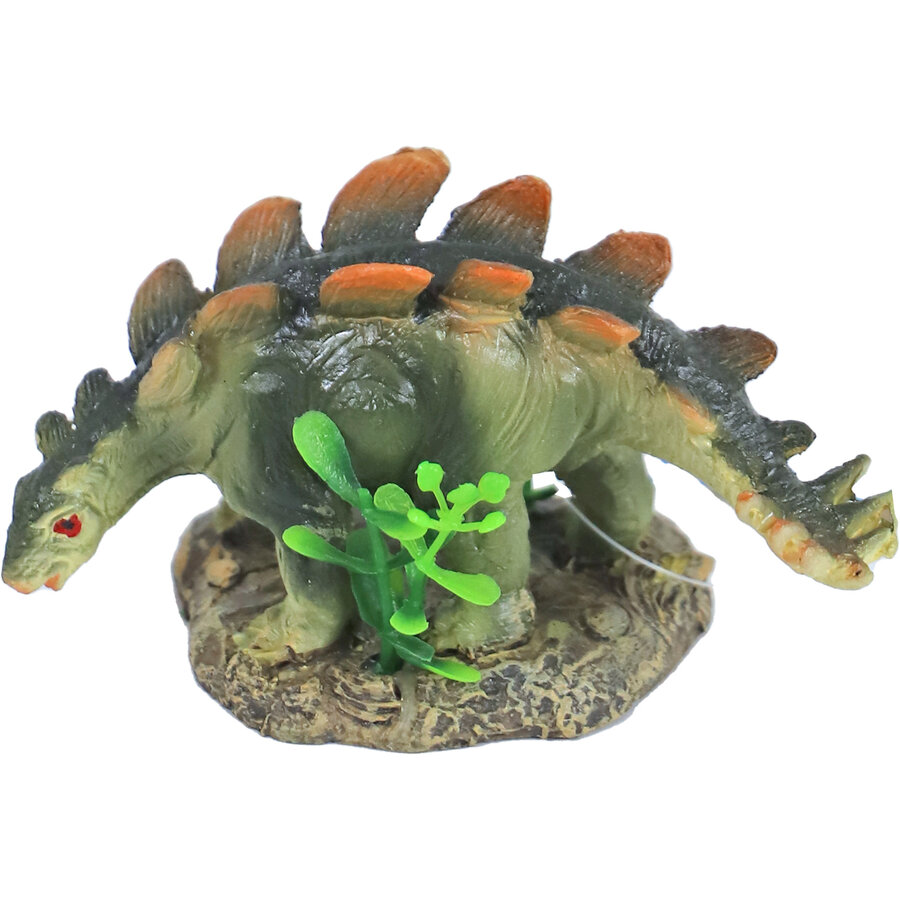 Dinosaurus Stegosaurus aquariumornament 10 cm | polyresin decoratie met schuilplek