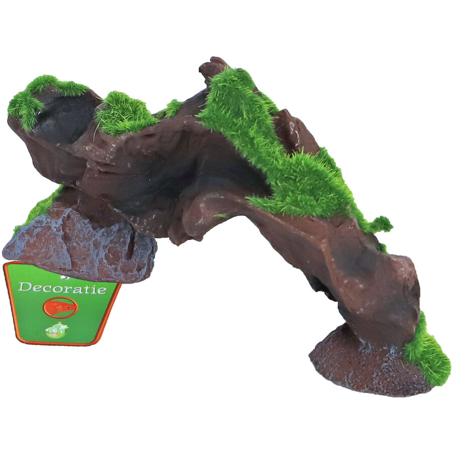 Boomstronk brug met mos | aquariumdecoratie 17 x 4,5 cm