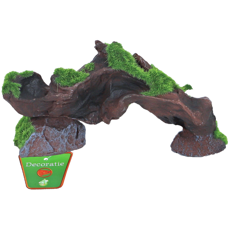 Boomstronk brug met mos | aquariumdecoratie 17 x 4,5 cm
