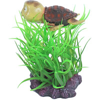 Plant met schildpad 10 cm | decoratief aquarium ornament met schuilplek