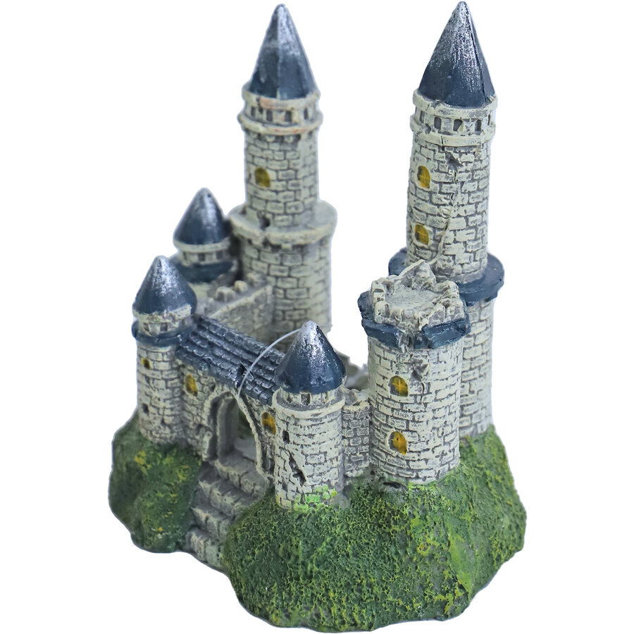 Kasteel ornament blauw/wit | aquarium decoratie 12 x 14 cm