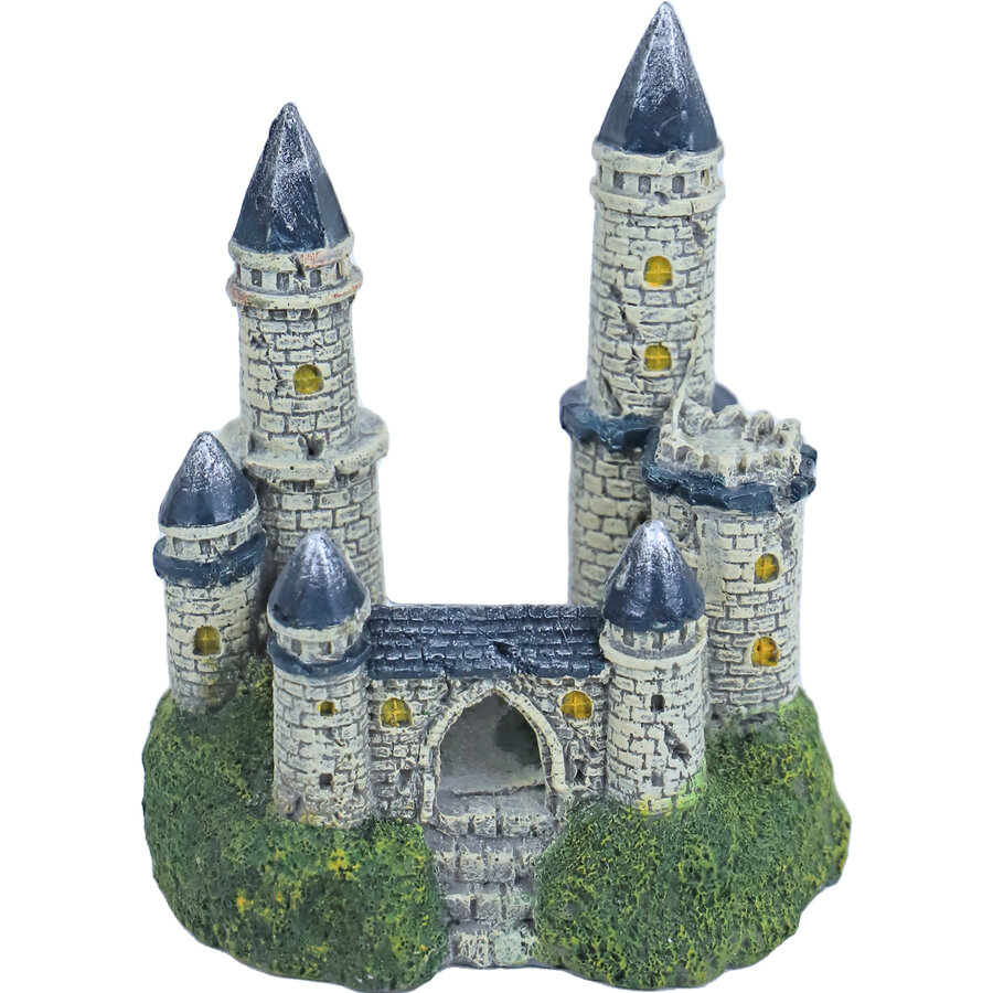 Kasteel ornament blauw/wit | aquarium decoratie 12 x 14 cm