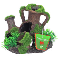 Aquariumornament amphoras met gras en mos | 12,5 x 9,5 cm