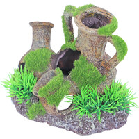 Aquariumornament amphoras met gras en mos | 12,5 x 9,5 cm