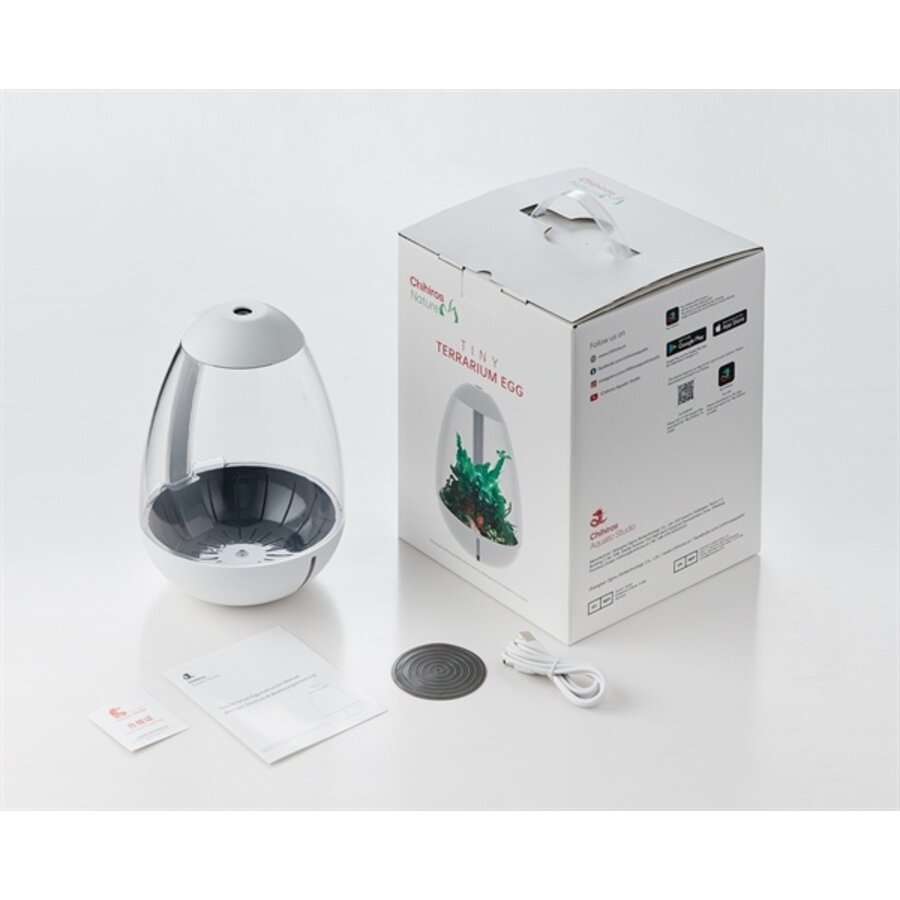 Tiny Terrarium Egg 8W DE-versie met acryl deksel en LED-verlichting