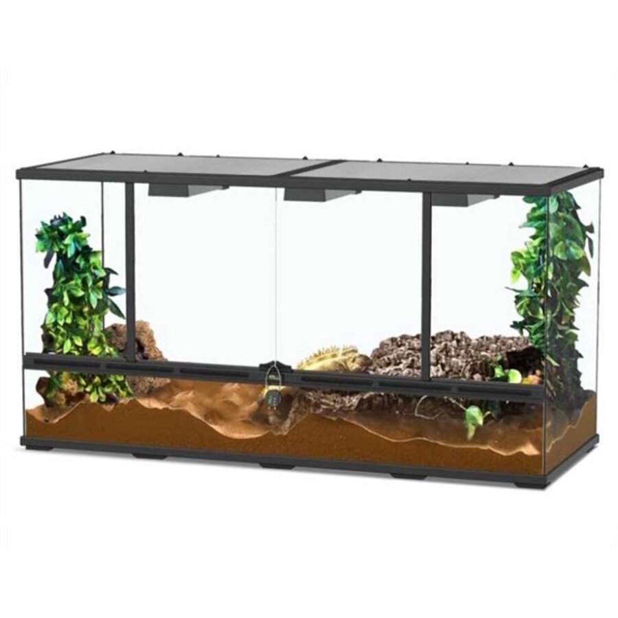 Terrarium | 118 x 45 x 60 cm voor reptielen en amfibieën zwart