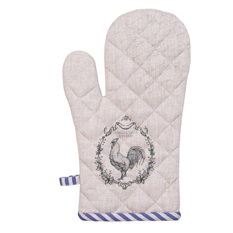 Clayre & Eef Ovenhandschoen haan beige/blauw