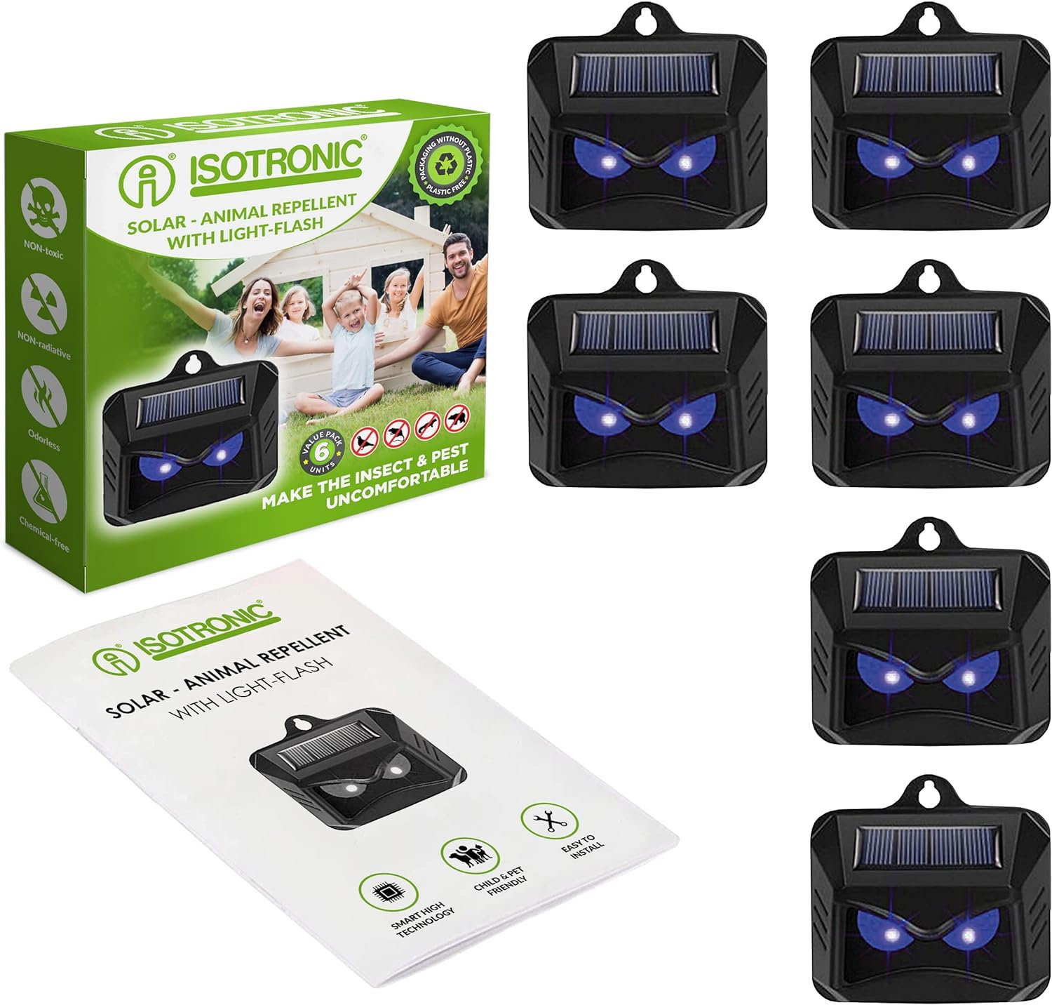 Isotronic Dierenverjager met Blauw LED licht 6 stuks