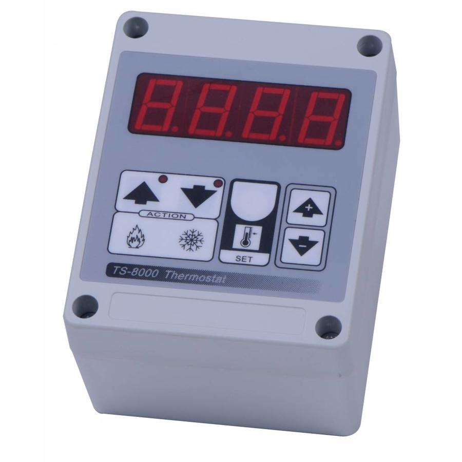 Digitale spatwaterdichte thermostaat met kunststof behuizing en PT-100 sensor – wandmodel