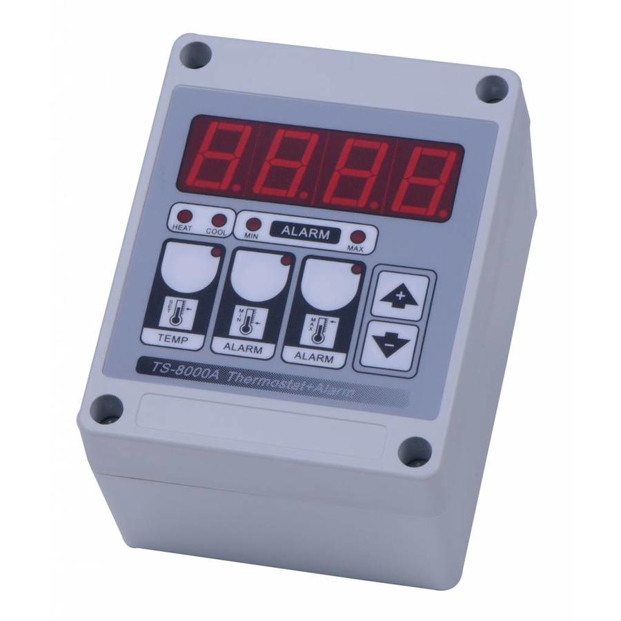Digitale spatwaterdichte thermostaat met alarmfunctie en PT-sensor – wandmodel