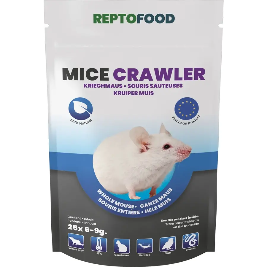 Diepvries muizen crawlers 6-9 gram | 25 stuks | complete prooidieren