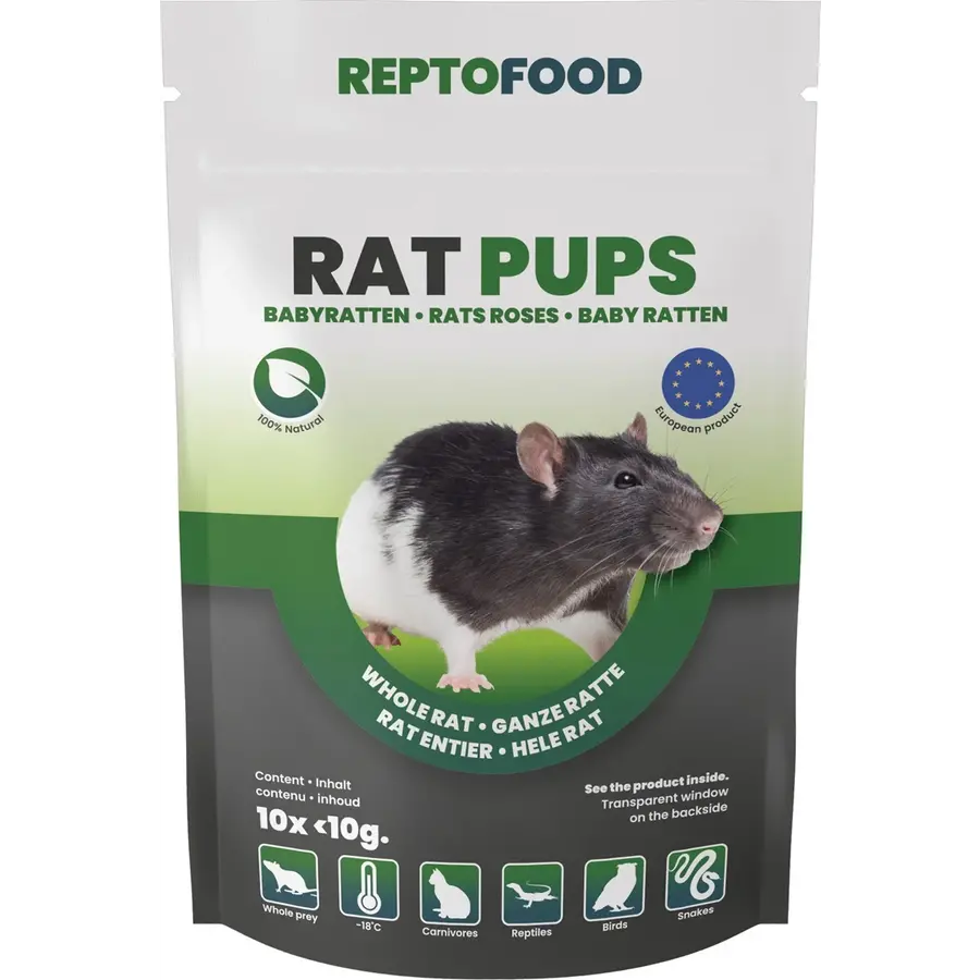 Diepvries ratten pups 5-10 gram | 10 stuks | hele prooidieren