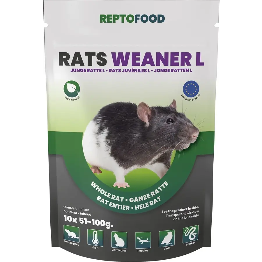 Diepvries ratten weaner L 51–100 gram | 10 stuks voedseldieren