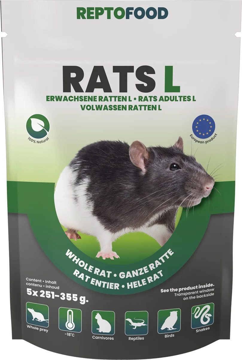 Repto Food Diepvries ratten L 251-355 gram &VerticalLine; 5 stuks &VerticalLine; complete prooidieren Diepvries