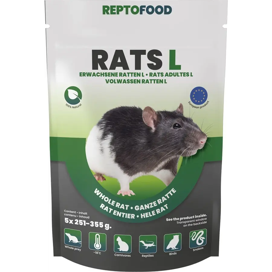 Diepvries ratten L 251-355 gram | 5 stuks | complete prooidieren