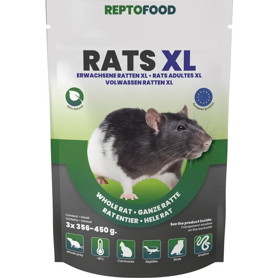 Diepvries ratten XL 356-450 gram per stuk | 3 stuks voedseldieren