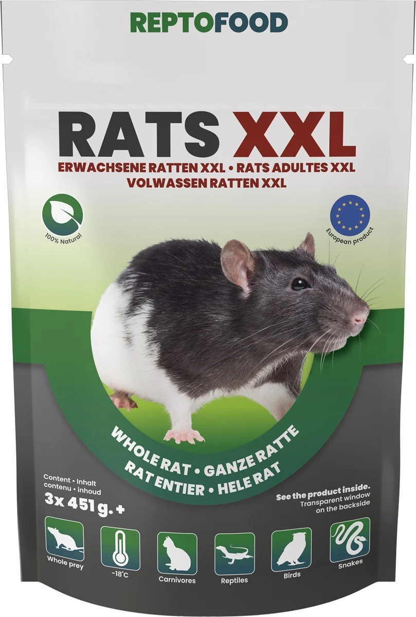 Repto Food Diepvries ratten XXL 451-550 gram per stuk &VerticalLine; 3 stuks voedseldieren Diepvries