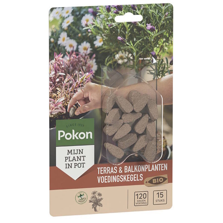 Bio terras en balkon planten voedingskegels