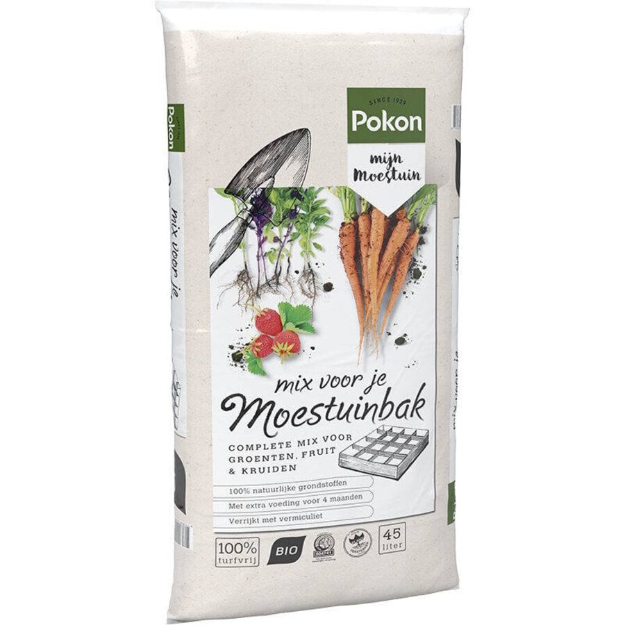 Biologische turfvrije mix voor moestuinbak