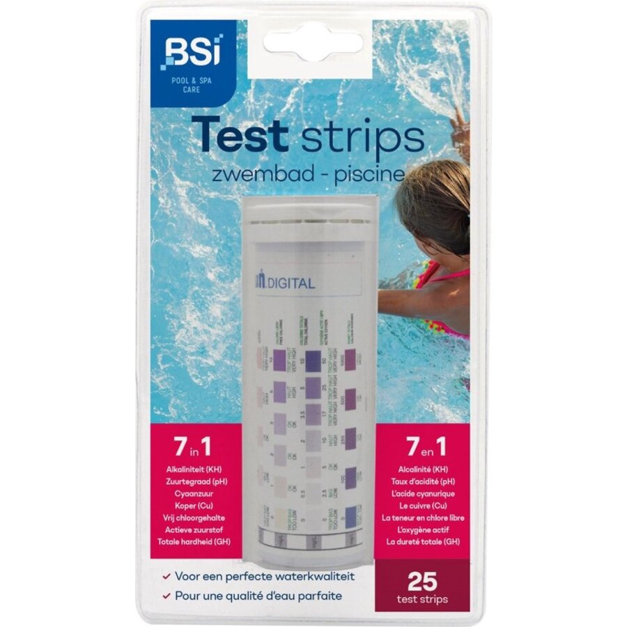 Poolstrip teststrips voor zwembad, spa en vijver | 25 strips