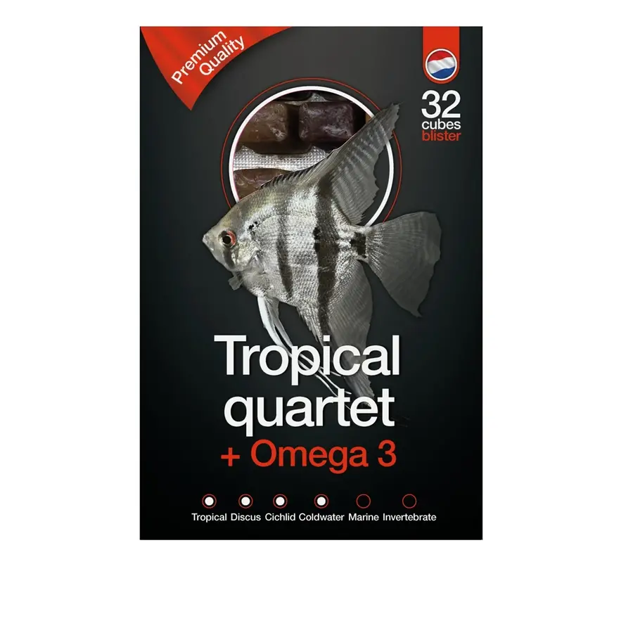 Tropisch kwartet met omega 3 diepvries visvoer | 100 gram | 4-in-1 mix