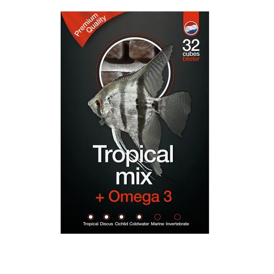 Tropische Mix & Omega3 diepvries visvoer 100 gram | 24 blokjes